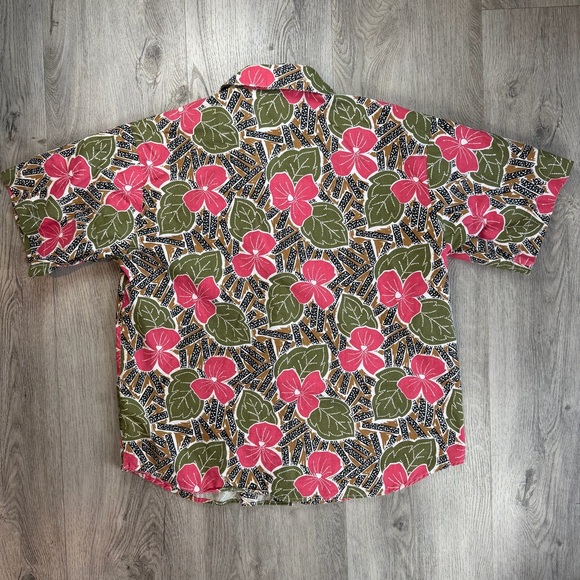 Vintage Tanzerina! Shirt Woman’s Medium Multicolor Hibiscus Hawaiian 90’s Y2K - Picture 4 of 10